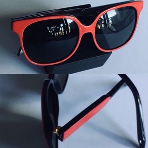 VICTORIA BECKHAM RED REFINED CLASSIC SUNGLASSES